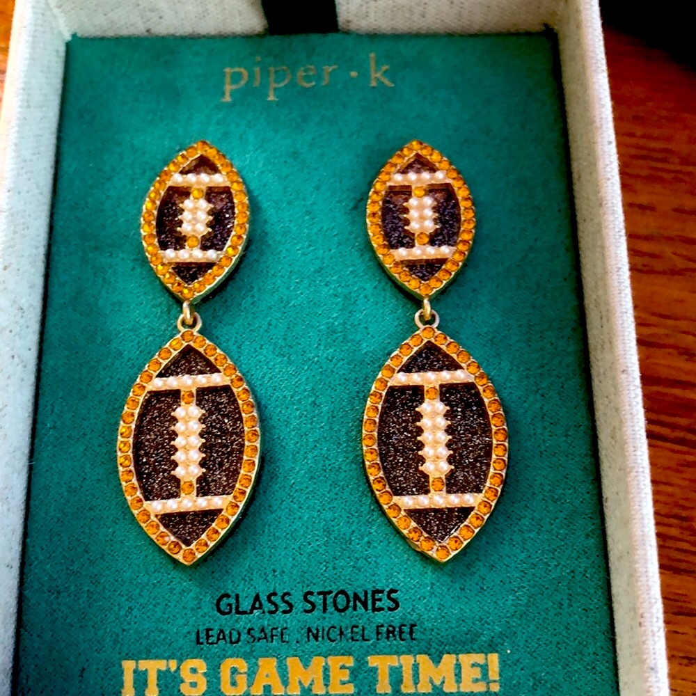 Piper k pierced Football earrings. New with tag.